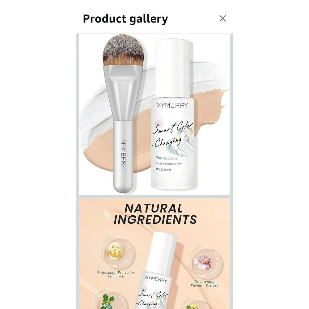 MYMERRY Smart Color Changing Foundation SPF 15 Neutral Fair 30ml with Brush Set